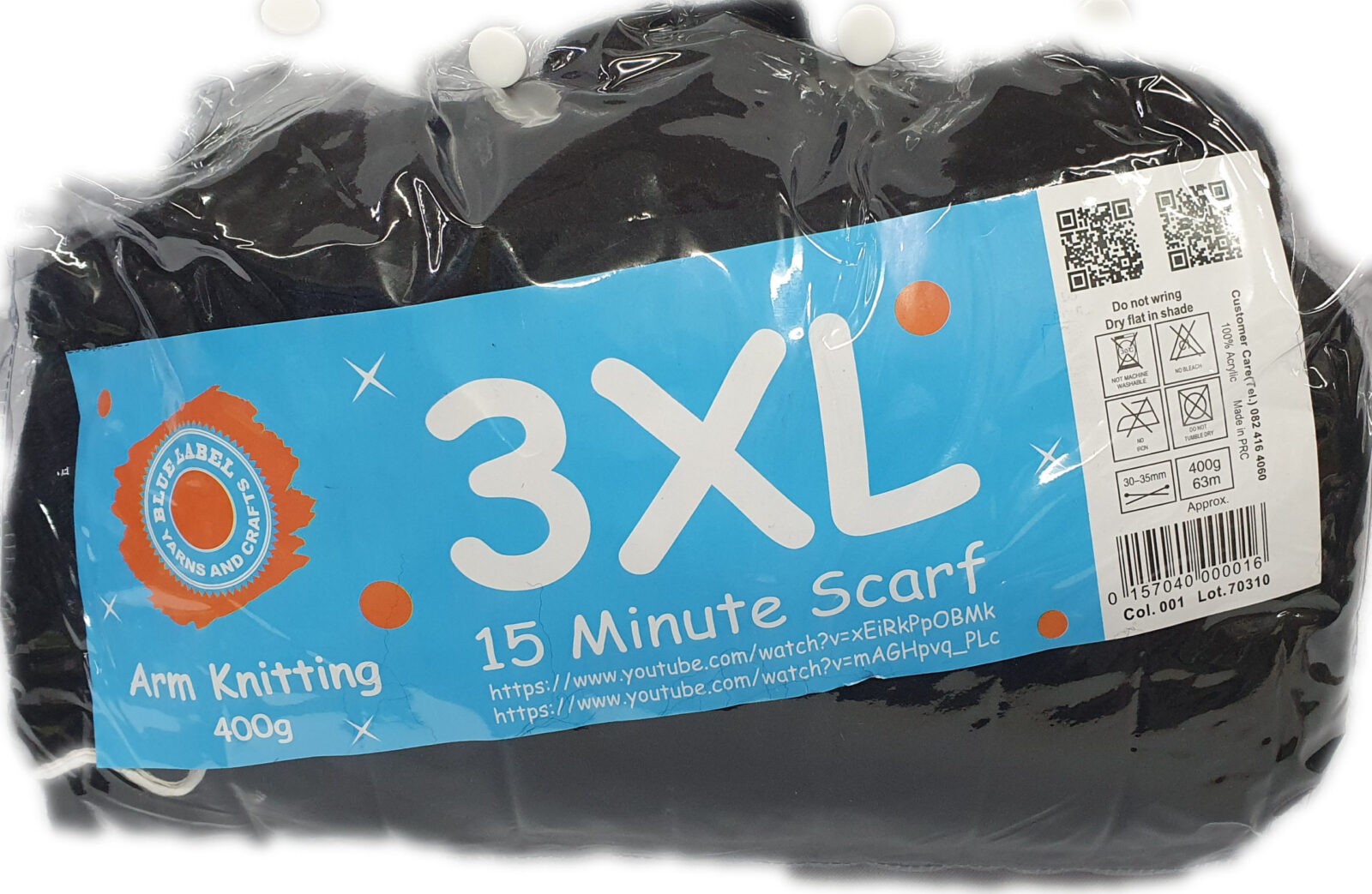 3 XL ARM KNITTING 400g-COL.001 BLACK – Vaalcraft Distributors