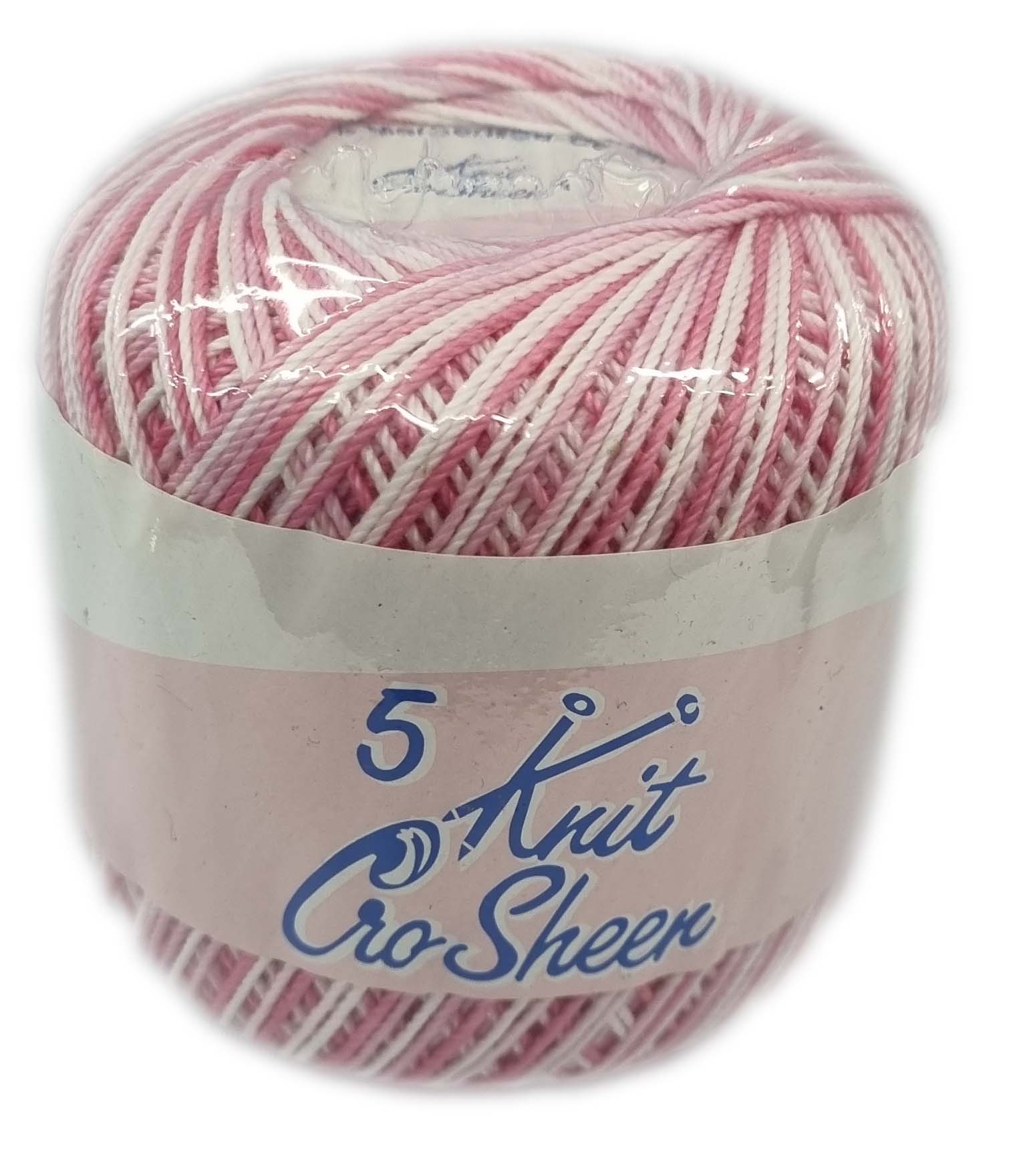 KNIT CRO SHEEN No.5 50g-COL.0884 PINK/WHITE – Vaalcraft Distributors
