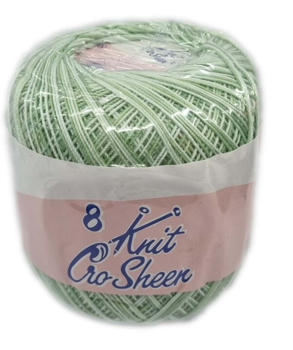 KNIT CRO SHEEN No.8 50g-COL. 0377 GREEN/WHITE – Vaalcraft Distributors